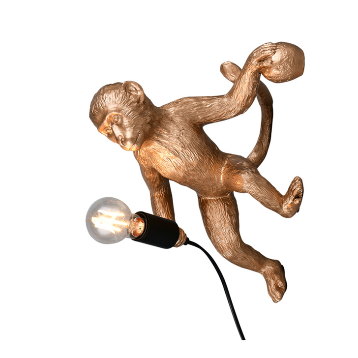 Trio Lighting Louy Gold Resin Monkey Plug-In Wall Light