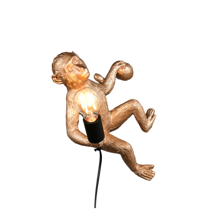 Trio Lighting Louy Gold Resin Monkey Plug-In Wall Light