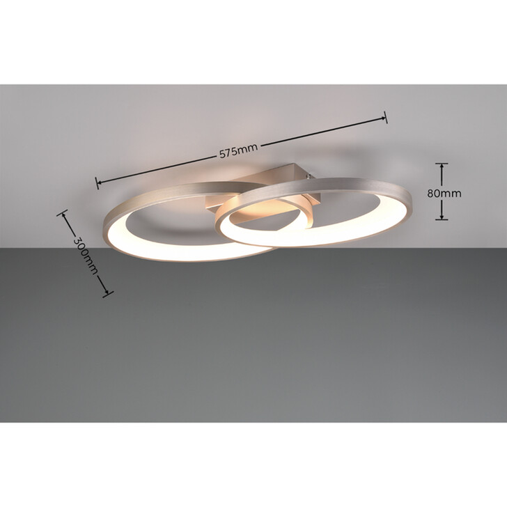 Trio Lighting Malaga Matt Nickel Double Oval Hoop Flush LED Ceiling Light - 3000K