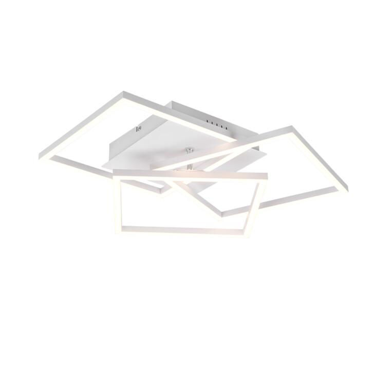 Trio Lighting Mobile Matt White Square Flush Swivelling Ceiling Light - Remote Control