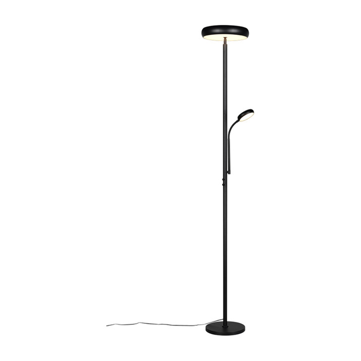 Trio Lighting Palermo Matt Black Mother & Child Adjustable Floor Lamp - Remote Control