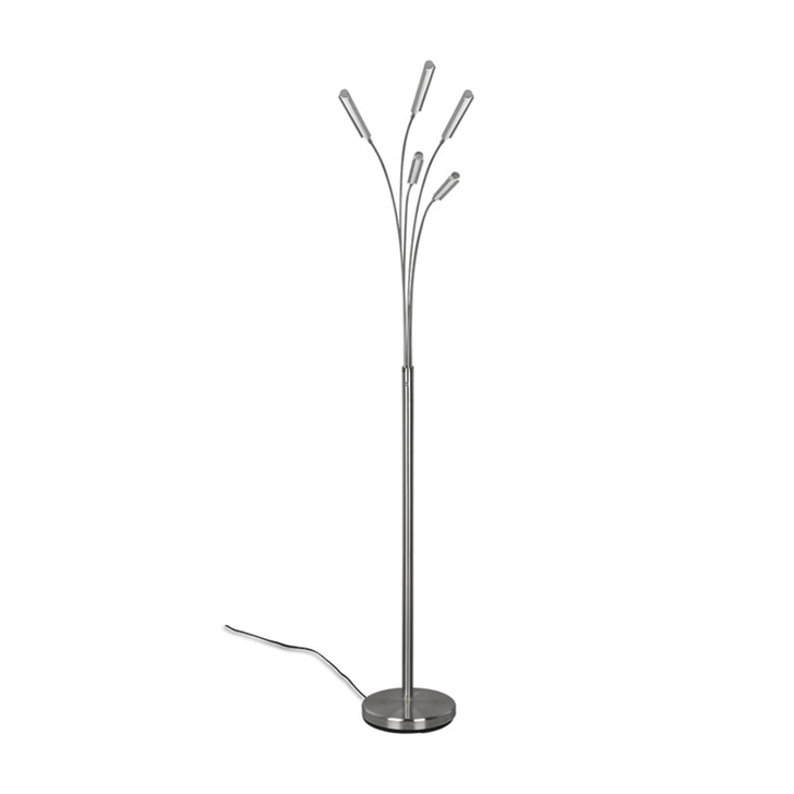 Trio Lighting Reed Matt Nickel 5 Arm LED Floor Lamp - Dimmable