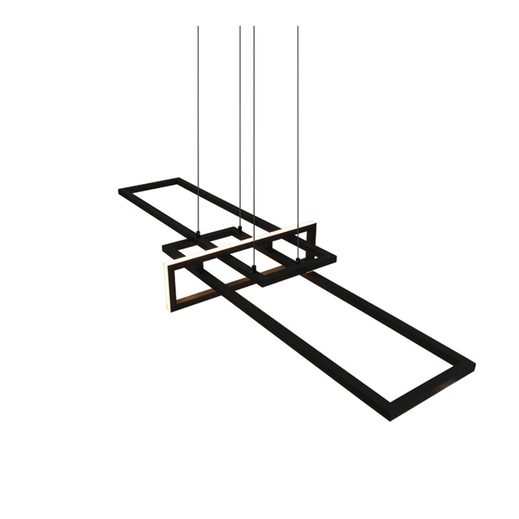 Trio Lighting Salinas Matt Black LED Rectangular Linear Bar Pendant - 3000K, 3 Stage Dimming