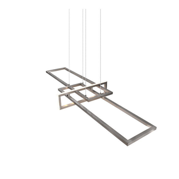 Trio Lighting Salinas Matt Nickel LED Rectangular Linear Bar Pendant - 3000K, 3 Stage Dimming