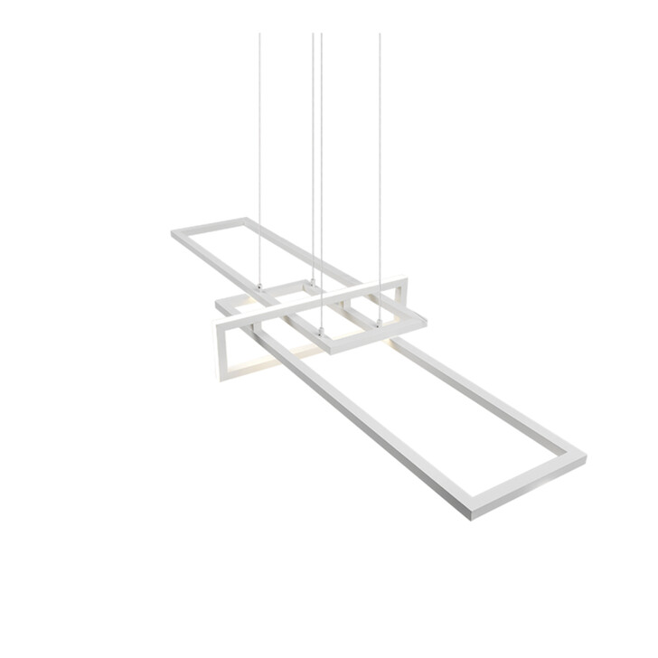Trio Lighting Salinas Matt White LED Rectangular Linear Bar Pendant - 4000K, 3 Stage Dimming