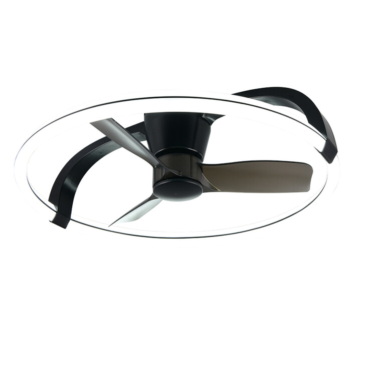 Trio Lighting Stockholm Matt Black Remote Control LED Ceiling Fan