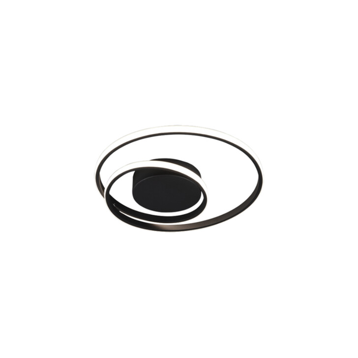 Trio Lighting Zibal Matt Black Round Swirl LED Flush Ceiling Light - 3000K, 3 Stage Dimming