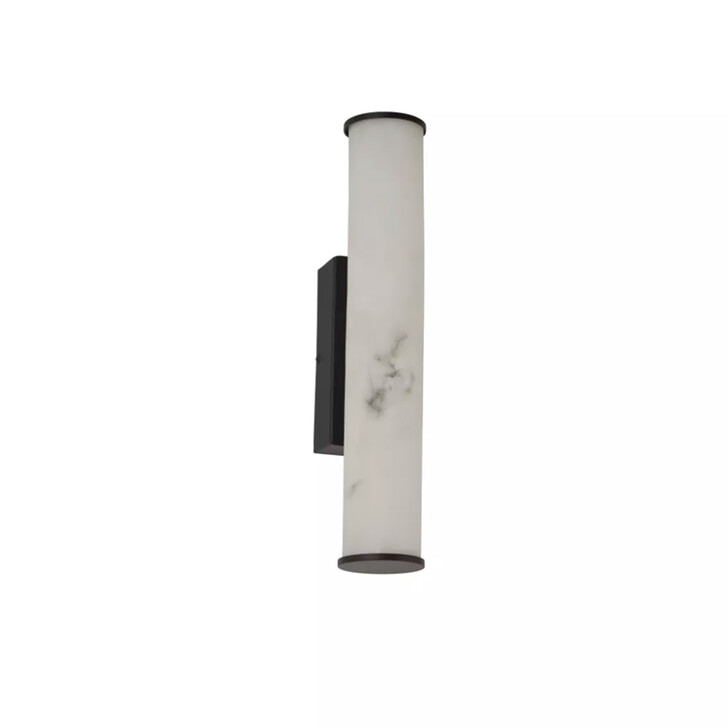 Wales Black Metal Bathroom Wall Light Complete With Marble Resin Shade - IP44 - 3000K