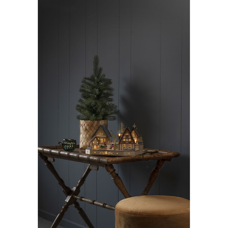 Wooden House Silhouette LED Christmas Decoration