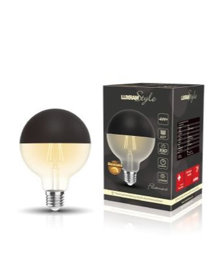 4W LED Classic Deco Clear Dimmable G80 Globe Lamp With Black Top - E27, 2700K