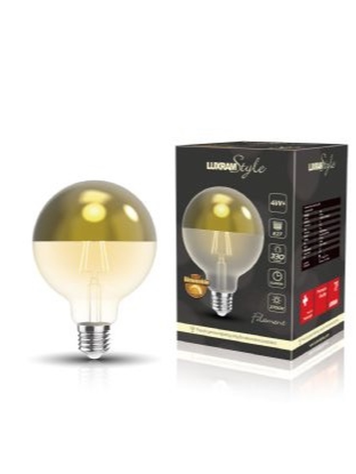 4W LED Classic Deco Clear Dimmable G80 Globe Lamp With Gold Top - E27, 2700K