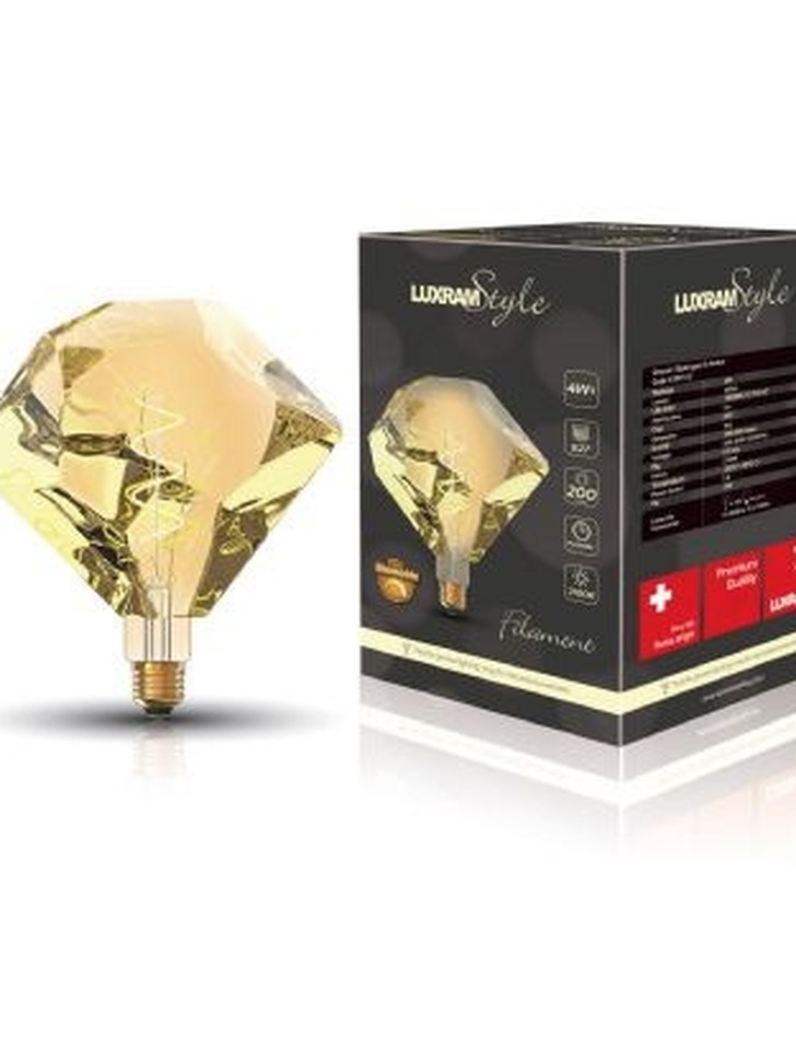 4W LED Classic Style Amber Finish Dimmable Diamond Lamp - E27, 2100K