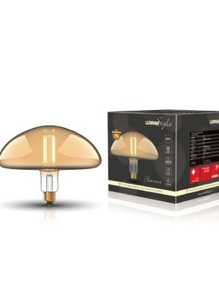 4W LED Classic Style Amber Finish Dimmable Mushroom Lamp - E27, 2100K