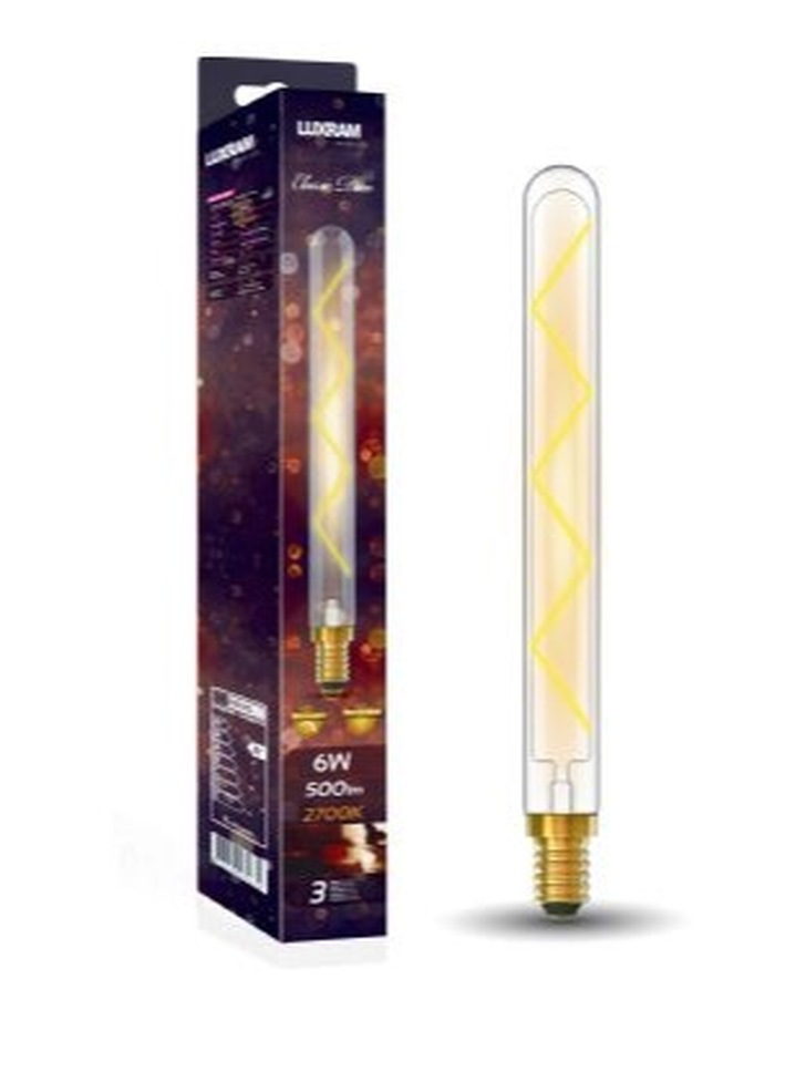 6W LED Classic Deco Clear Dimmable 280mm Tubular Lamp With Decorative Filament - E14, 2700K