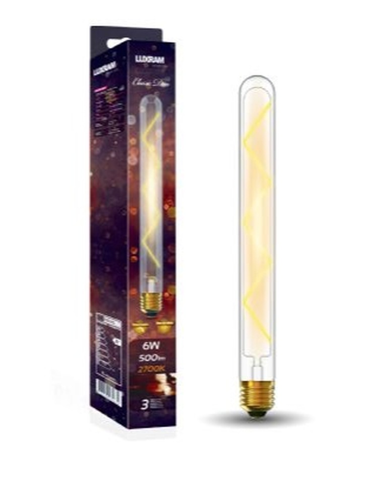 6W LED Classic Deco Clear Dimmable 280mm Tubular Lamp With Decorative Filament - E27, 2700K