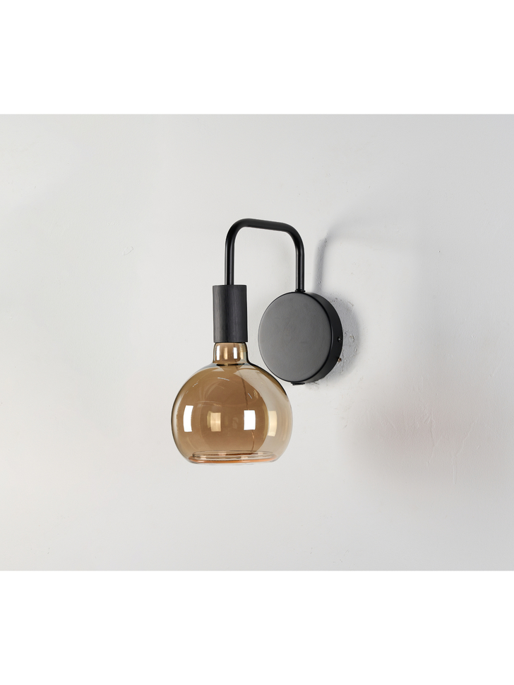 Angel Black Single Wall Light Complete With Smoked Angel LED Globe