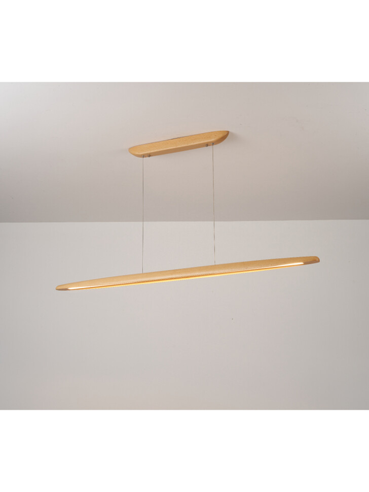 Blake Natural Beechwood 1300mm LED Linear Wooden Bar Pendant 3000K Dimmable