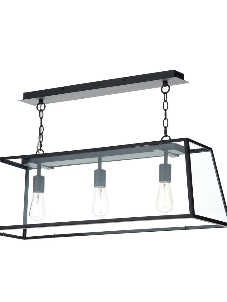 Dar Academy ACA0322 Matt Black Finish 3 Light Bar Pendant