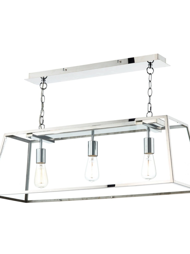 Dar Academy ACA0344 Polished Stainless Steel Finish 3 Light Bar Pendant