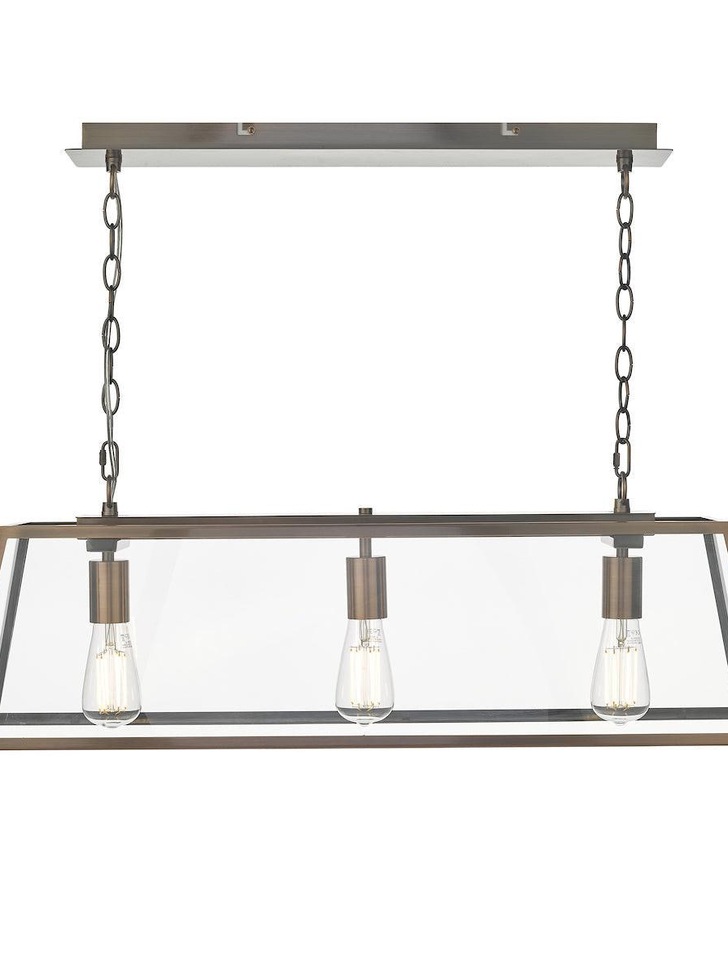 Dar Academy ACA0364 3 Light Bar Pendant In Antique Copper Finish