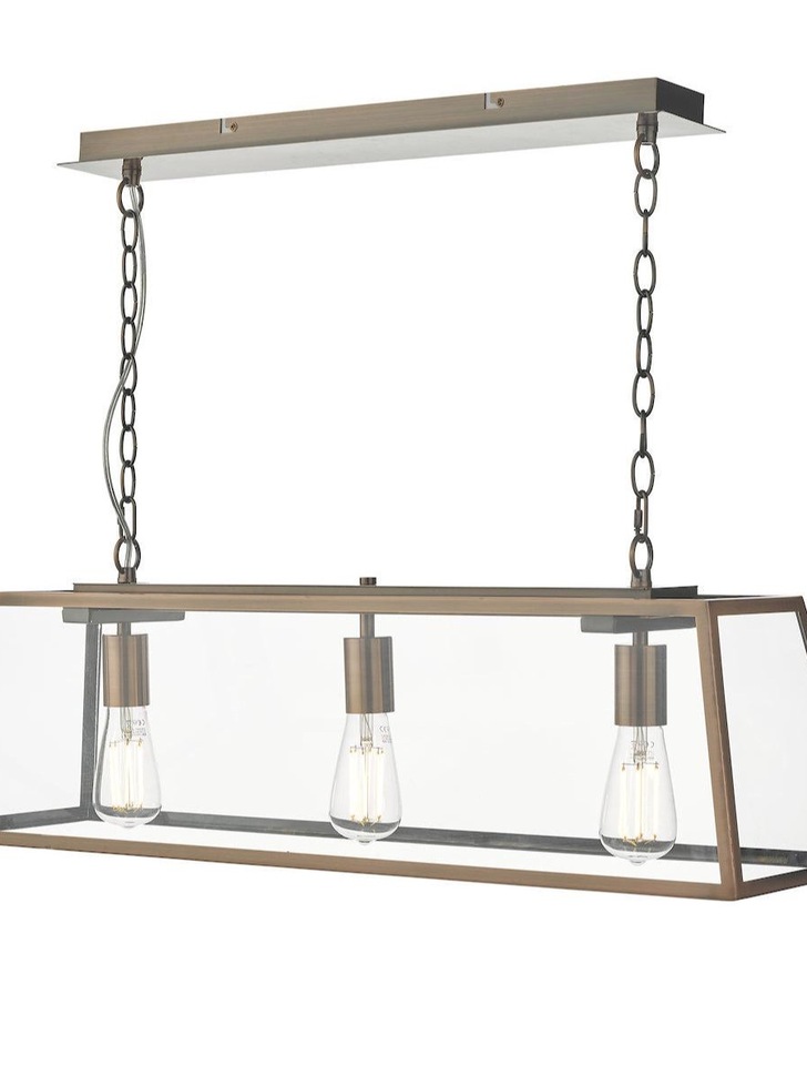 Dar Academy ACA0364 3 Light Bar Pendant In Antique Copper Finish