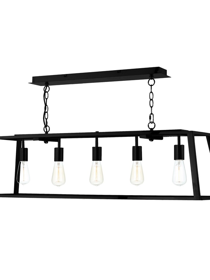 Dar Academy ACA0522 Matt Black Finish 5 Light Bar Pendant