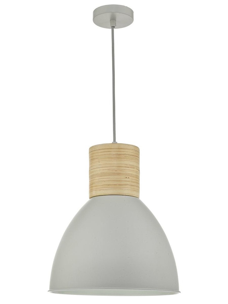 Dar Adna ADN0139 Single Pendant In Grey & Natural Wood Finish