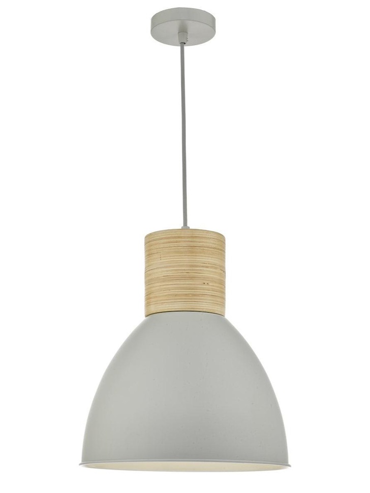 Dar Adna ADN0139 Single Pendant In Grey & Natural Wood Finish