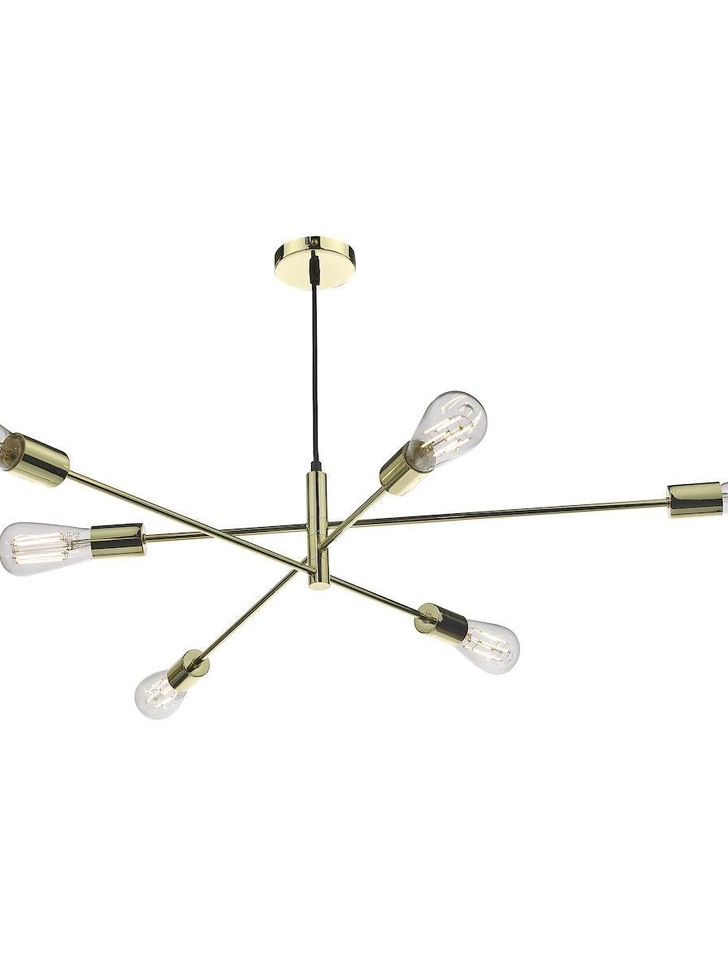 Dar Alana ALA0635 6 Light Pendant In Polished Gold Finish