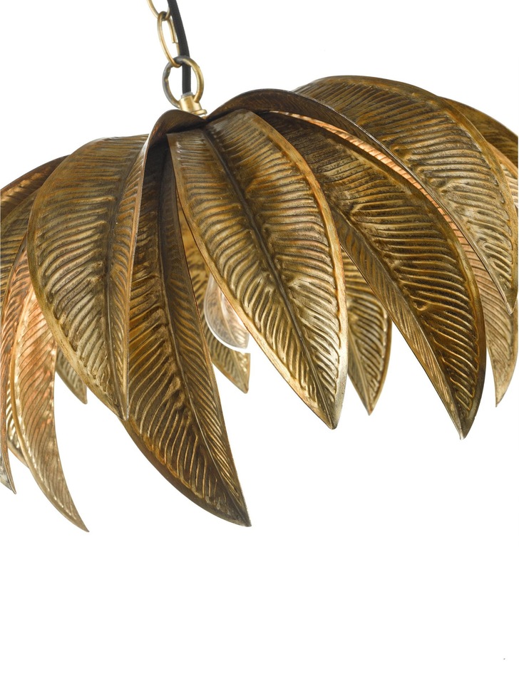 Dar Cara Antique Brass Palm Tree Single Pendant Light