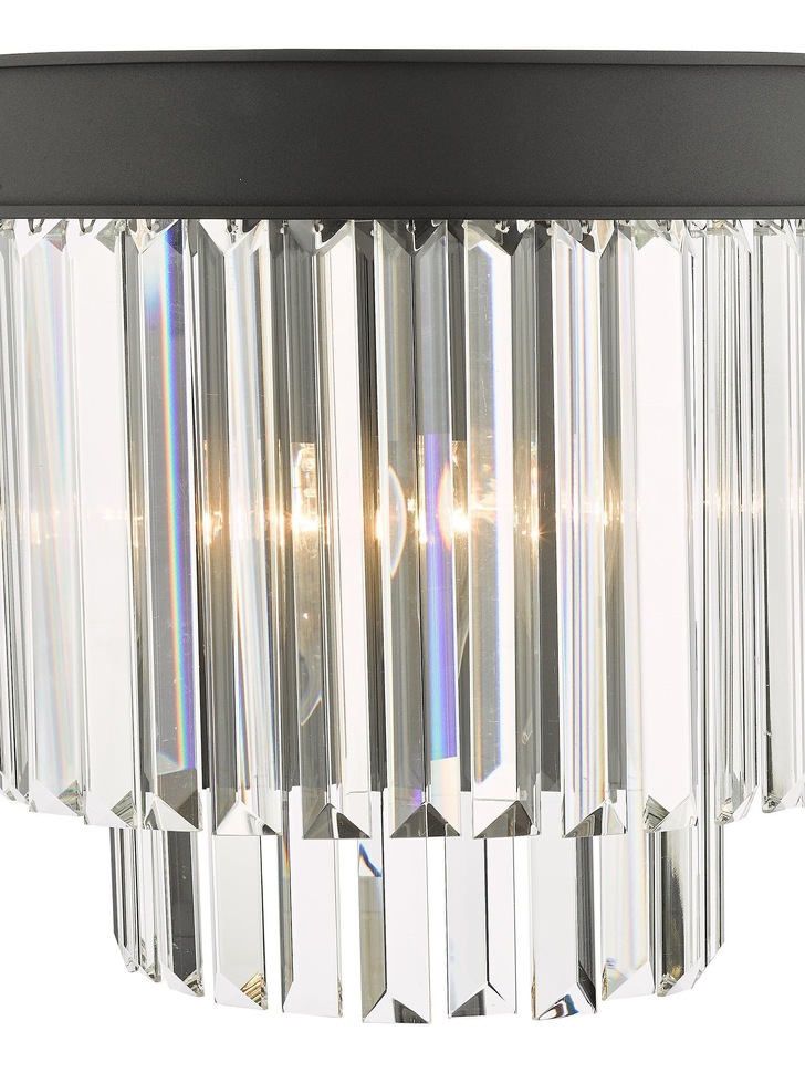 Dar Celeus Matt Black 2 Light Crystal Wall Lamp