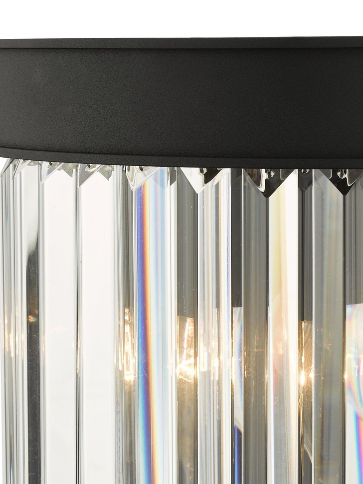 Dar Celeus Matt Black 2 Light Crystal Wall Lamp