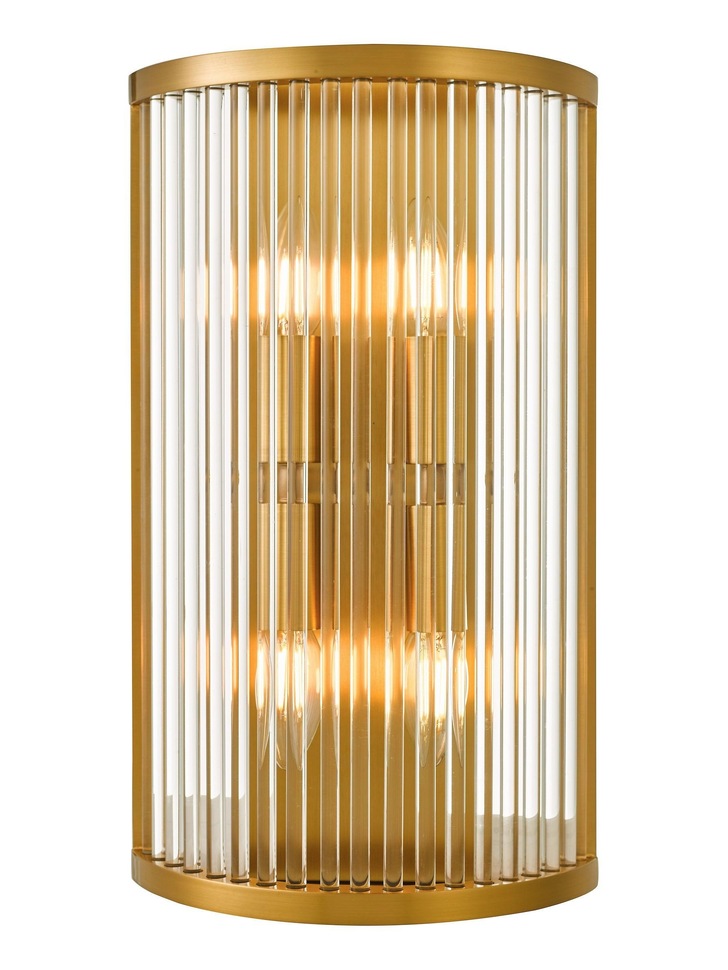 Dar Eleanor Natural Brass/Glass 4 Light Wall Light