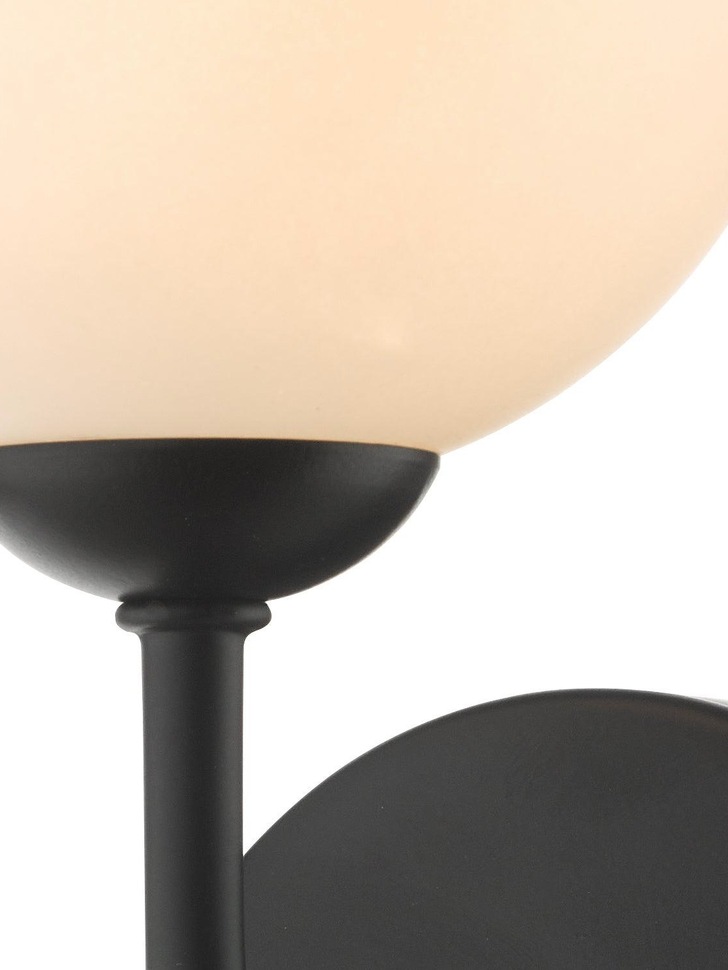 Dar Feya 1 Light Wall Light In Matt Black Complete With Opal Glass