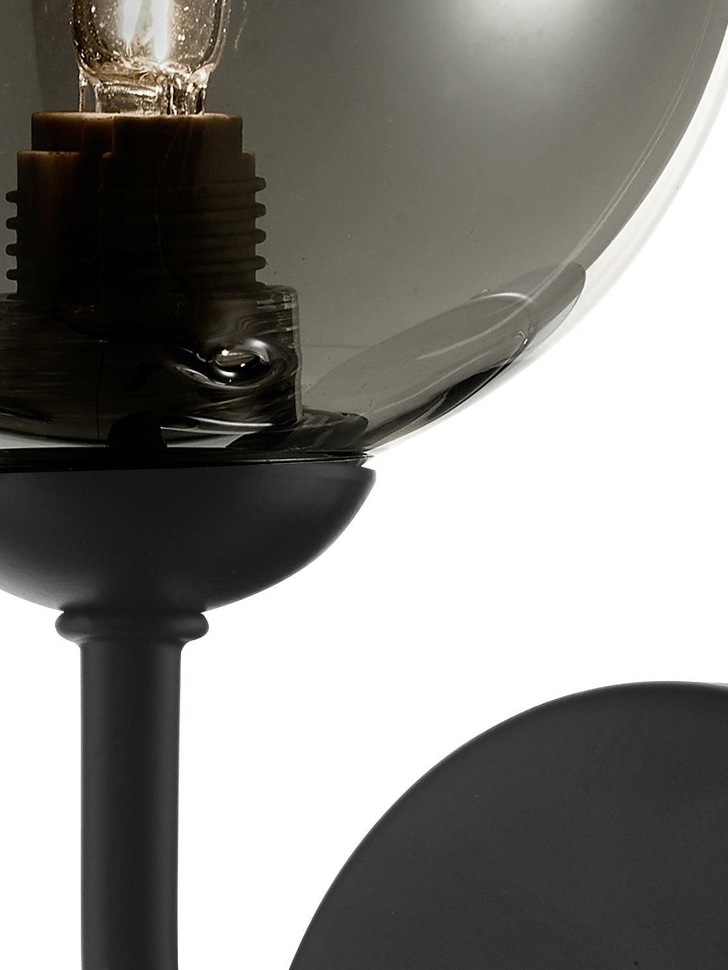 Dar Feya 1 Light Wall Light In Matt Black Complete With Smoked Glass