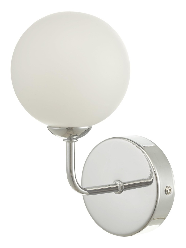 Dar Feya 1 Light Wall Light In Polished Chrome Complete With Opal Glass