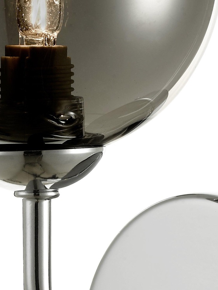 Dar Feya 1 Light Wall Light In Polished Chrome Complete With Smoked Glass