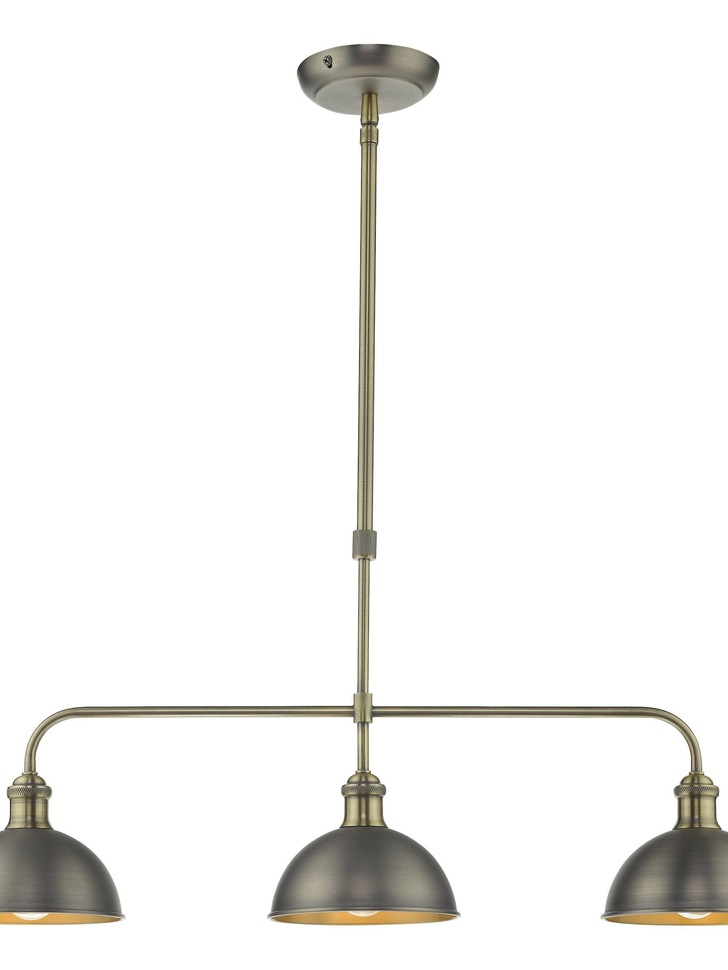 Dar Governor 3 Light Bar Pendant In Antique Chrome And Antique Brass Finishes