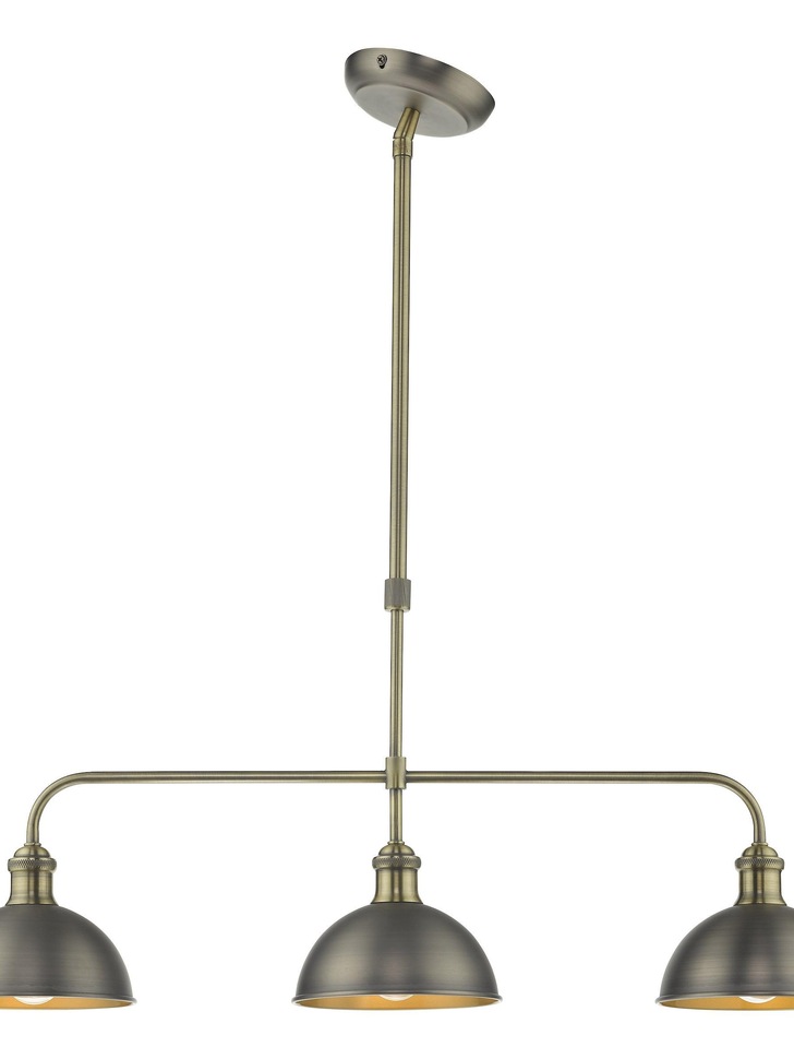 Dar Governor 3 Light Bar Pendant In Antique Chrome And Antique Brass Finishes