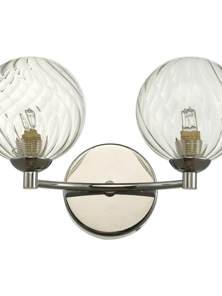 Dar Izzy 2 Light Wall Light In Polished Chrome Complete With Twisted Glass