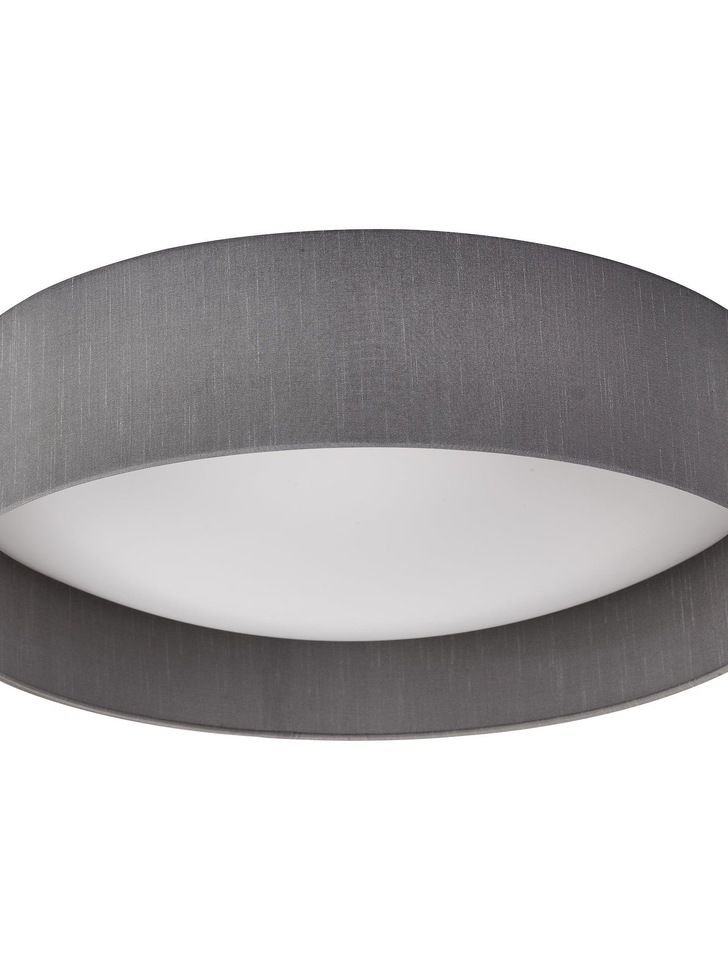 Dar Nysa 3 Light Flush Ceiling Light With Grey Faux Silk Shade - 60cm