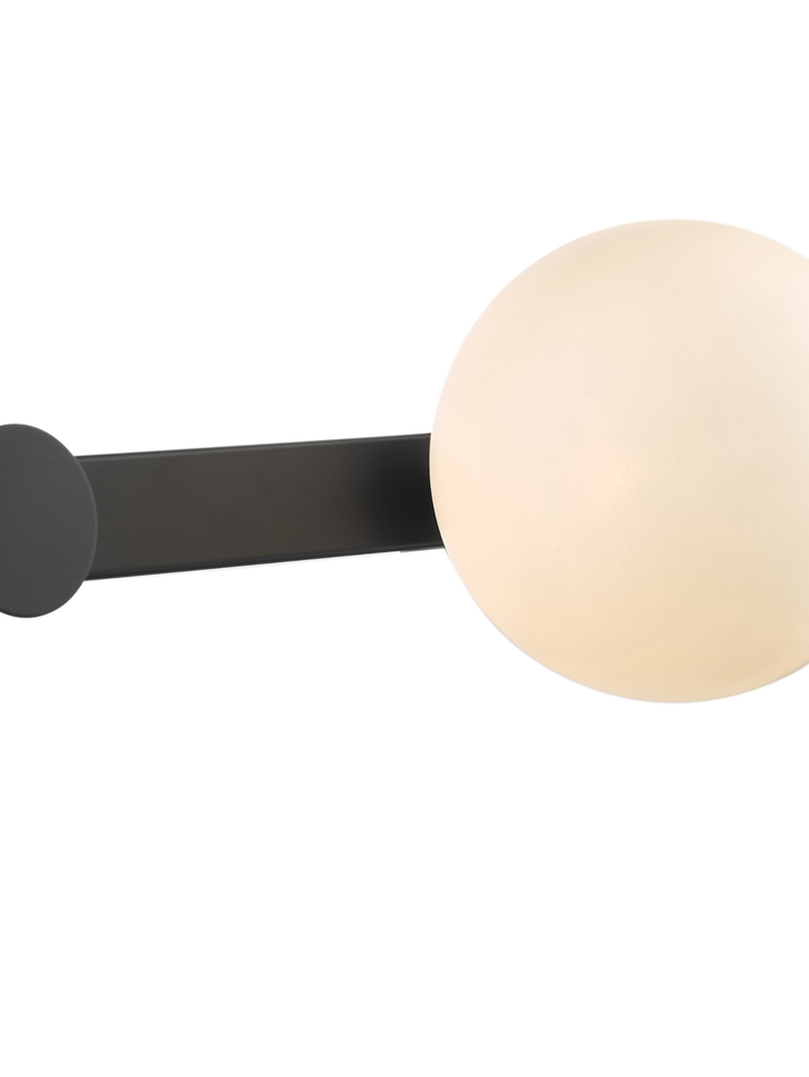 Dar Rack Plug In Wall Light & Coat Hanger In Matt Black With Opal Glass Globe