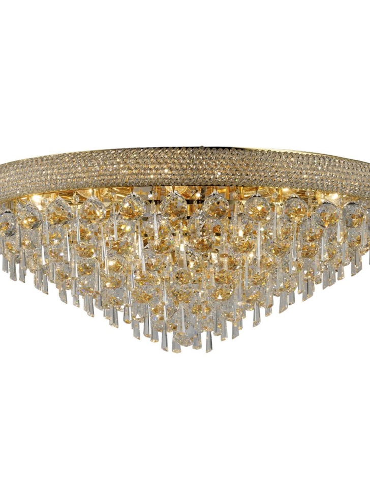 Diyas Alexandra IL32108 French Gold 16 Light Flush Crystal Ceiling Light