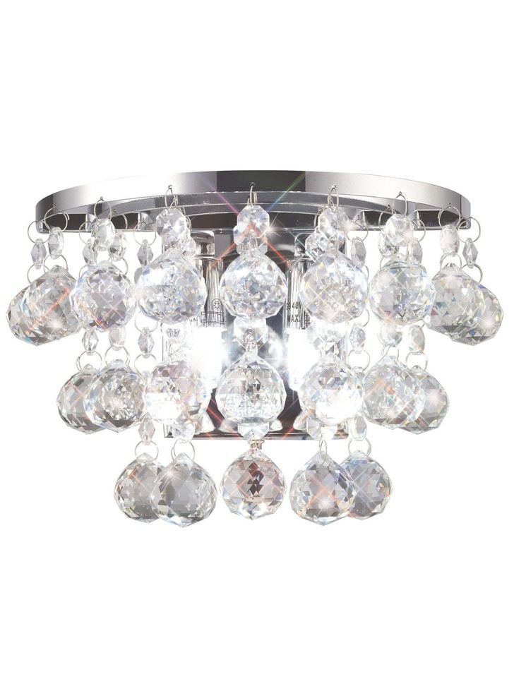 Diyas Atla IL30014 Polished Chrome 2 Light Crystal Wall Light