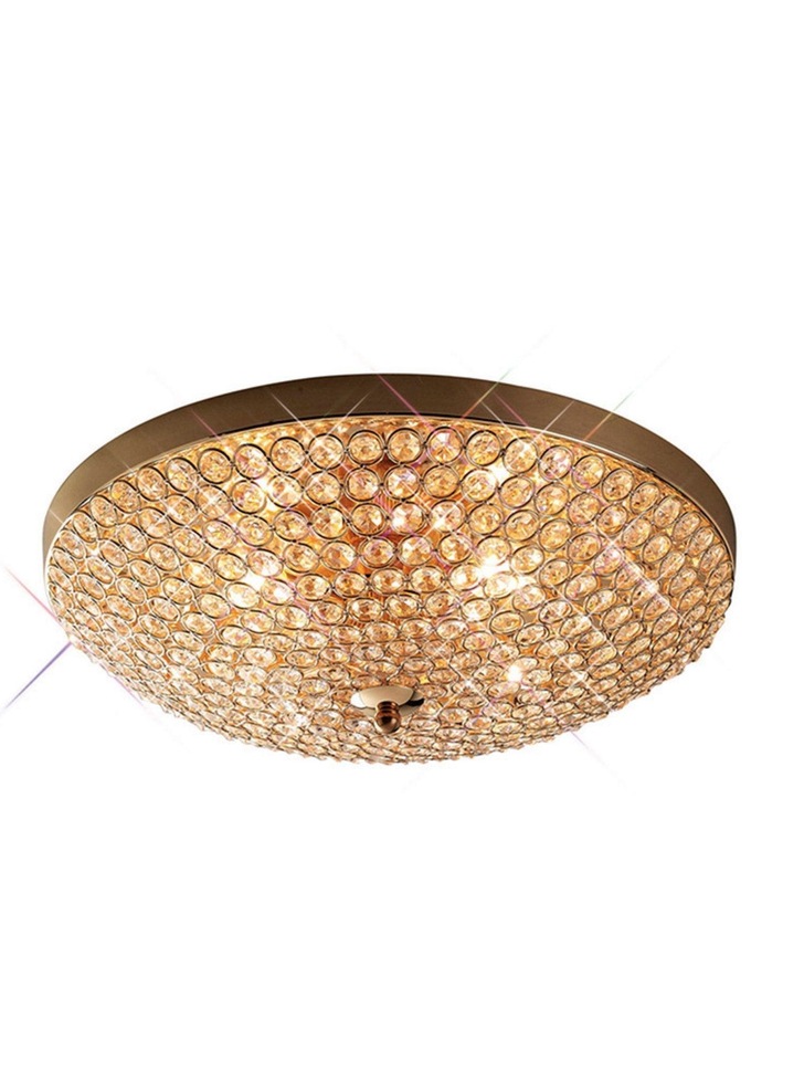 Diyas Ava IL30756 French Gold 4 Light Flush Crystal Ceiling Light