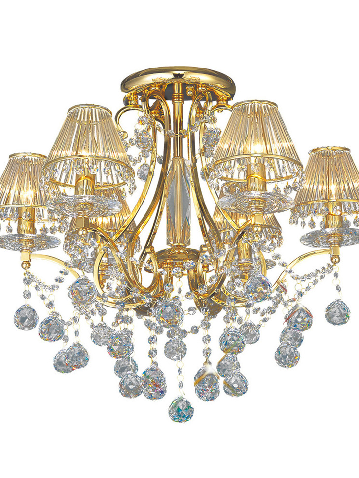 Diyas Bianco IL30216/BI French Gold 6 Light Semi Flush Crystal Chandelier