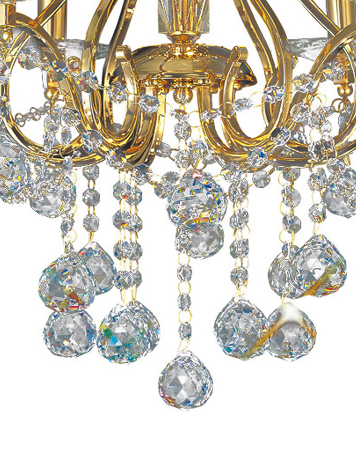 Diyas Bianco IL30216/BI French Gold 6 Light Semi Flush Crystal Chandelier