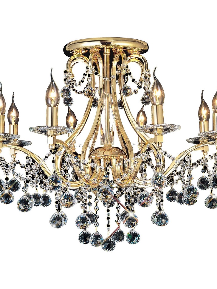 Diyas Bianco IL30218 French Gold 8 Light Semi Flush Crystal Chandelier