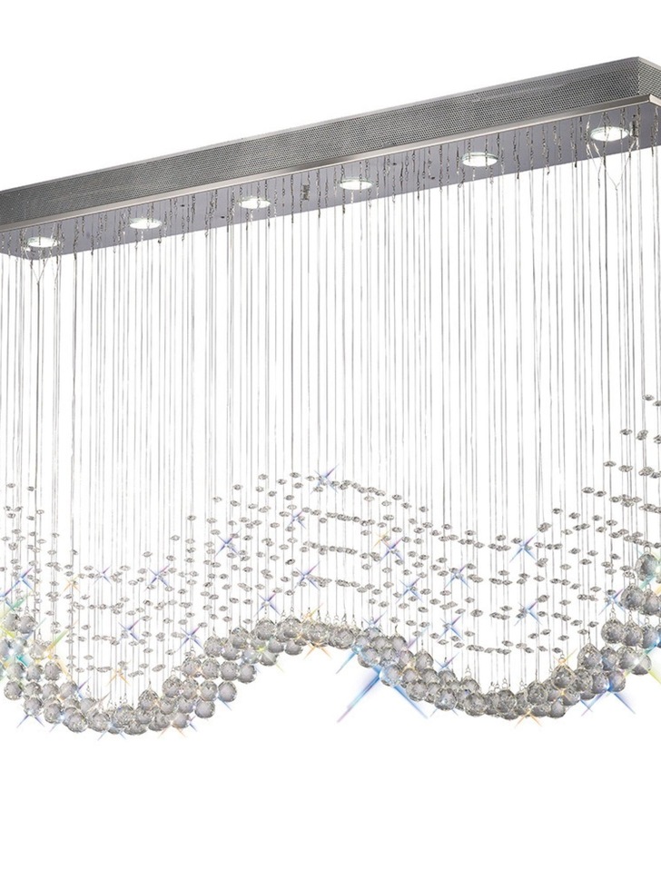 Diyas Colorado IL31380 Polished Chrome 6 Light Crystal Linear Bar Pendant