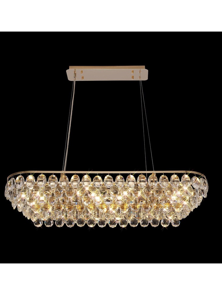 Diyas Coniston 8 Light French Gold Crystal Linear Pendant